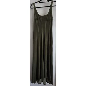 C.C. Outlaw Maxi Dress Olive Green Velvet Sleeveless Scoop Neck Vintage Gown